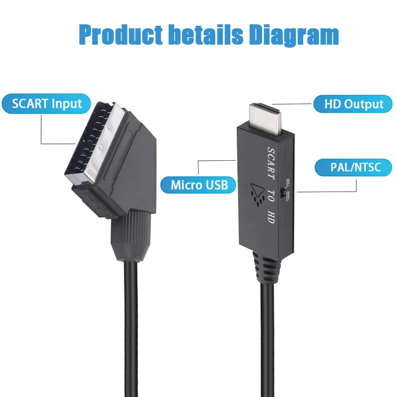 SCART to HDMI‑Compatible Conve - Scart To Hdmi ulasan dan harga